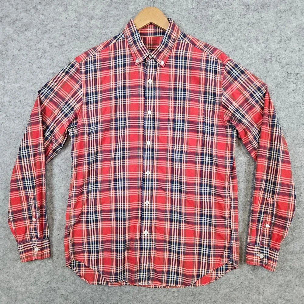 J Crew Men's Multicolor Plaid‎ Light Weight Shirt Size M 100% Cotton Button Down